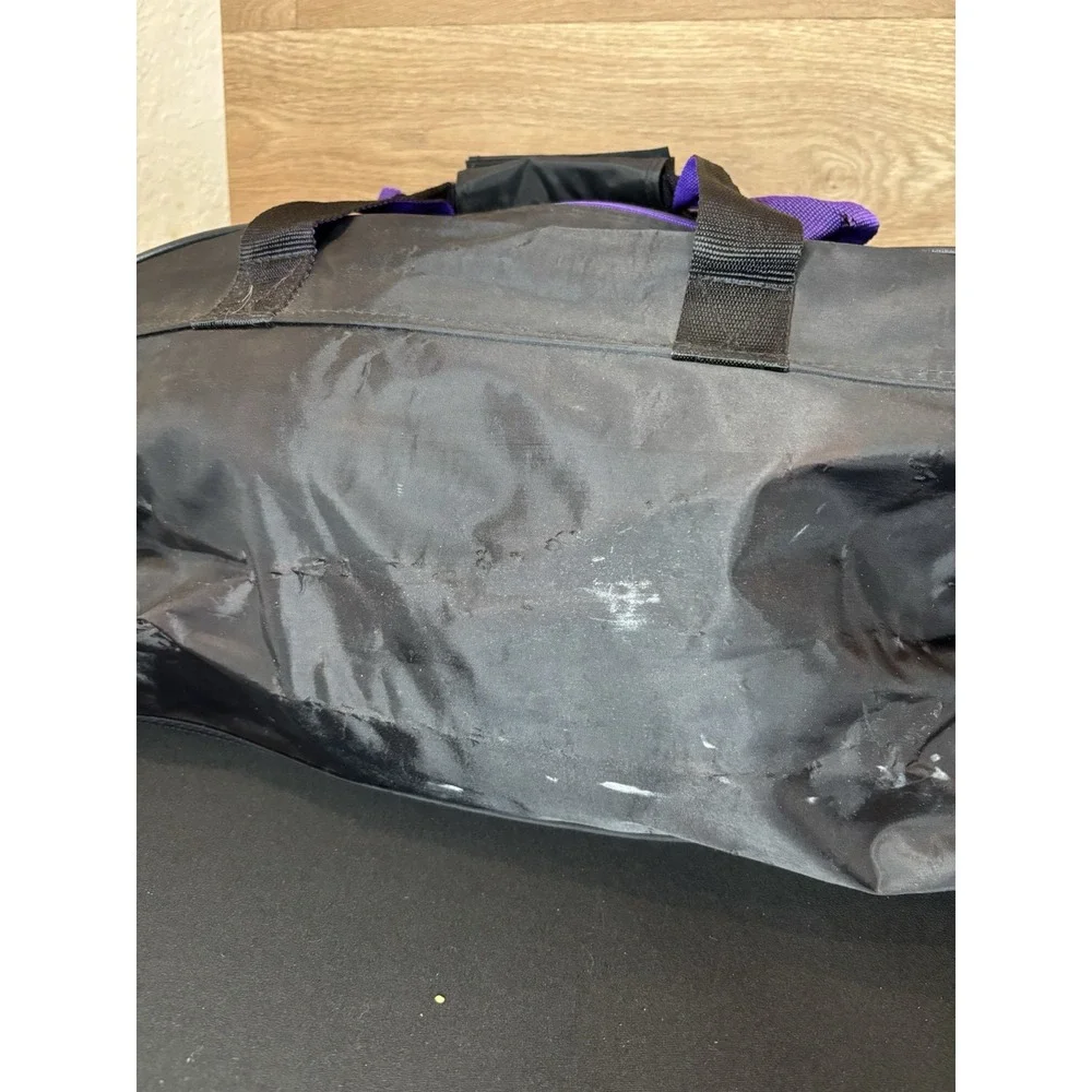 Vintage Spalding Nylon Zip Up Duffle Bag - Retro Black/Purple/Teal, 19x10x11